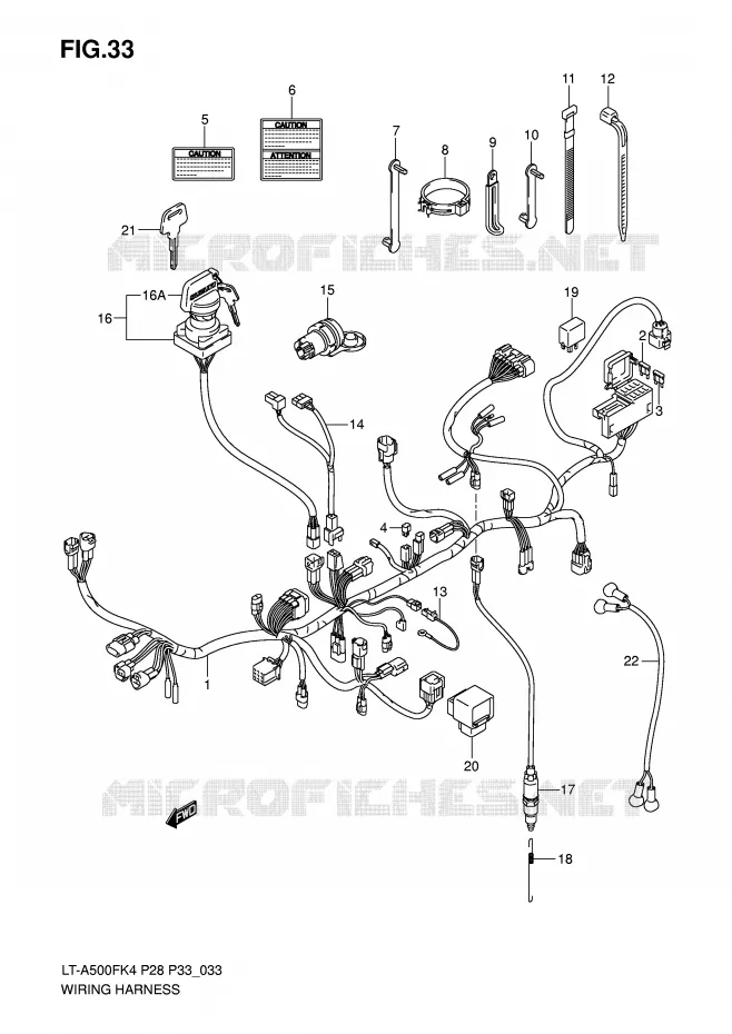 FAISCEAU ELECTRIQUE (MODELE K4/K5) Suzuki QUAD 500 KINGQUAD 2004  LT-A500FK4(P28/P33)
