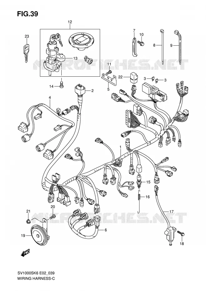 FAISCEAU ELECTRIQUE (SV1000S/S1/S2) Suzuki MOTO 1000 SV 2006  SV1000K6(E2)