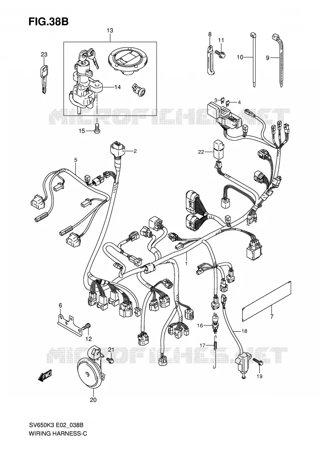 FAISCEAU ELECTRIQUE (SV650SK7/SUK7) Suzuki MOTO 650 SV 2004  SV650K4(E2)
