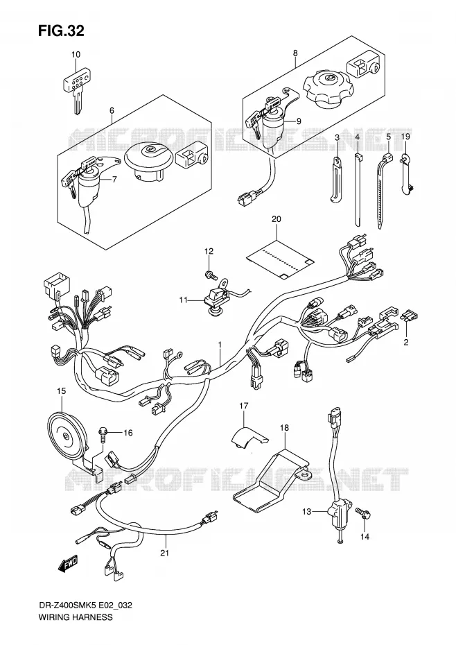 FAISCEAU ELECTRIQUE Suzuki MOTO 400 DR-Z 2008  DR-Z400SMK8(E2)