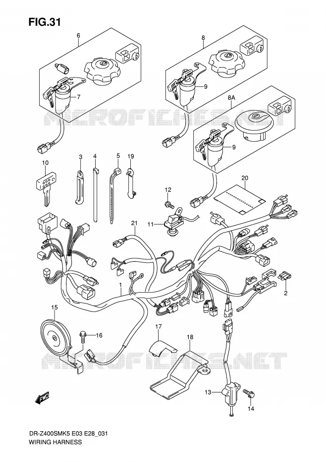 FAISCEAU ELECTRIQUE Suzuki MOTO 400 DR-Z 2008  DR-Z400SMK8(E3/E28)