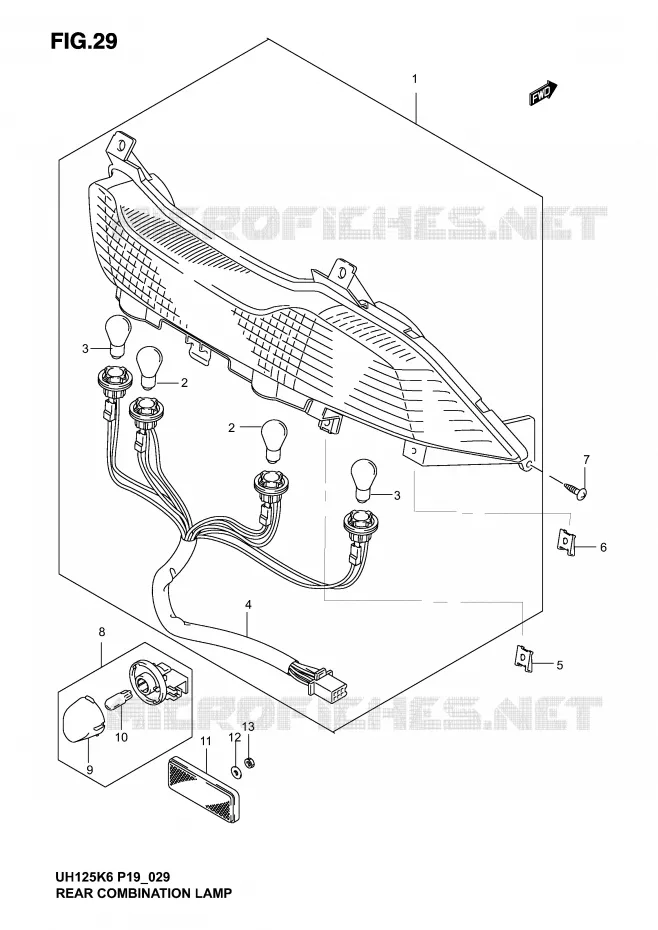 FEU ARRIERE (MODELE K2/K3) Suzuki SCOOTER 125 BURGMAN 2003  UH125K3(P2)