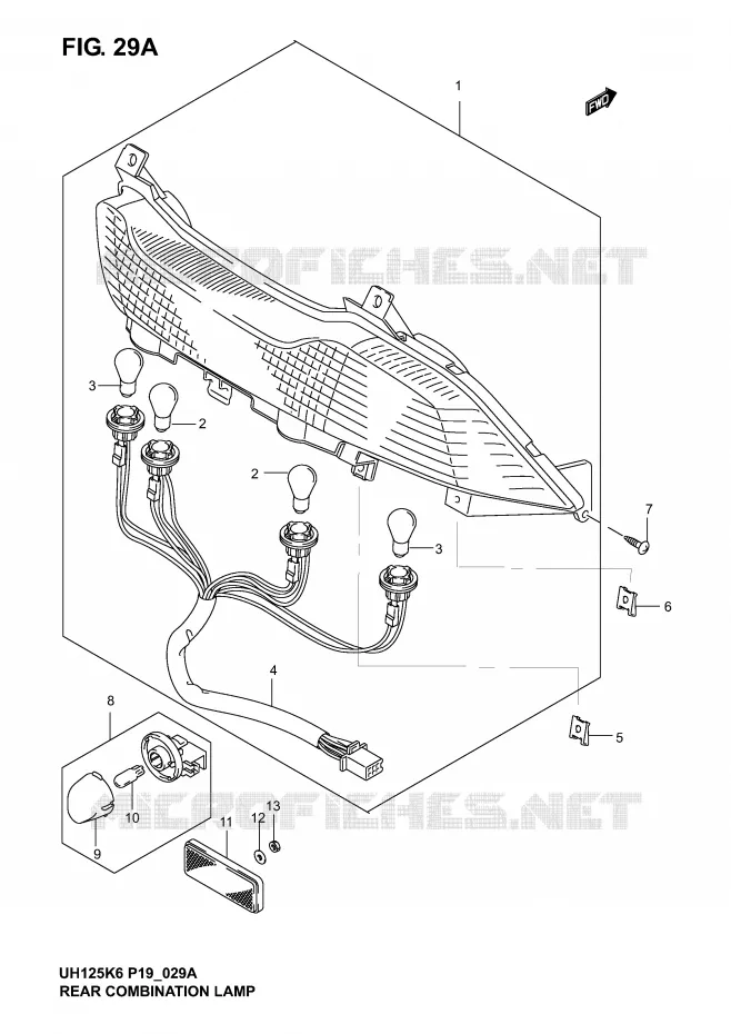 FEU ARRIERE (MODELE K4/K5/K6) Suzuki SCOOTER 125 BURGMAN 2006  UH125K6(P2)