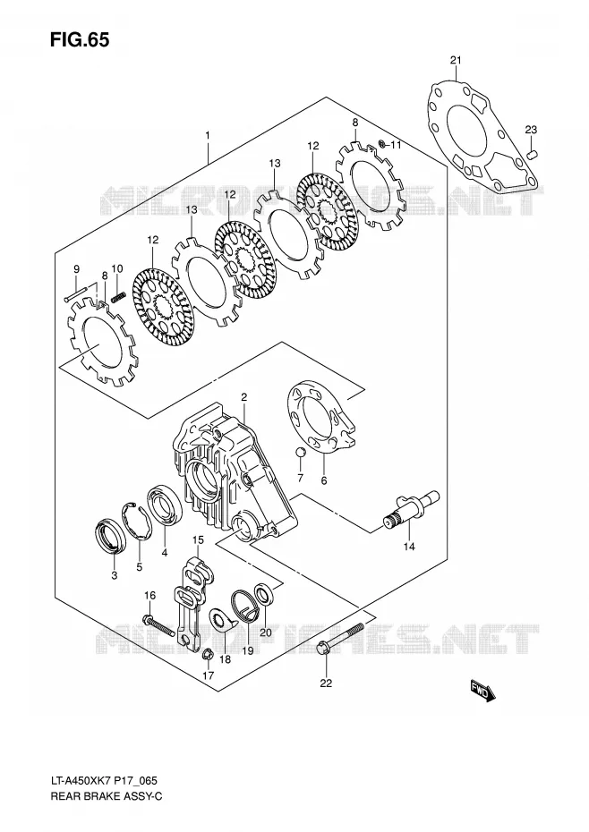 FREIN ARRIERE Suzuki QUAD 450 KINGQUAD 2008  LT-A450XK8(P17)