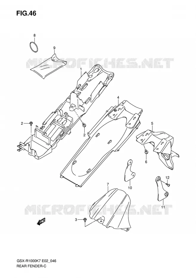 GARDE BOUE ARRIERE Suzuki MOTO 1000 GSX-R 2007  GSX-R1000U2K7(E2)