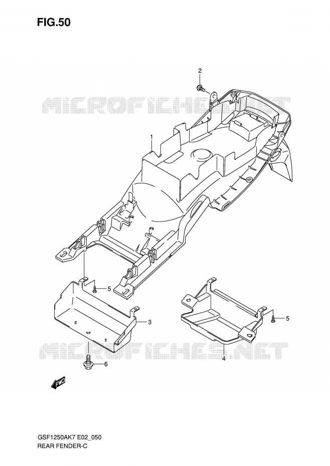 GARDE BOUE ARRIERE Suzuki MOTO 1250 BANDIT-S 2009  GSF1250SAK9(E2)