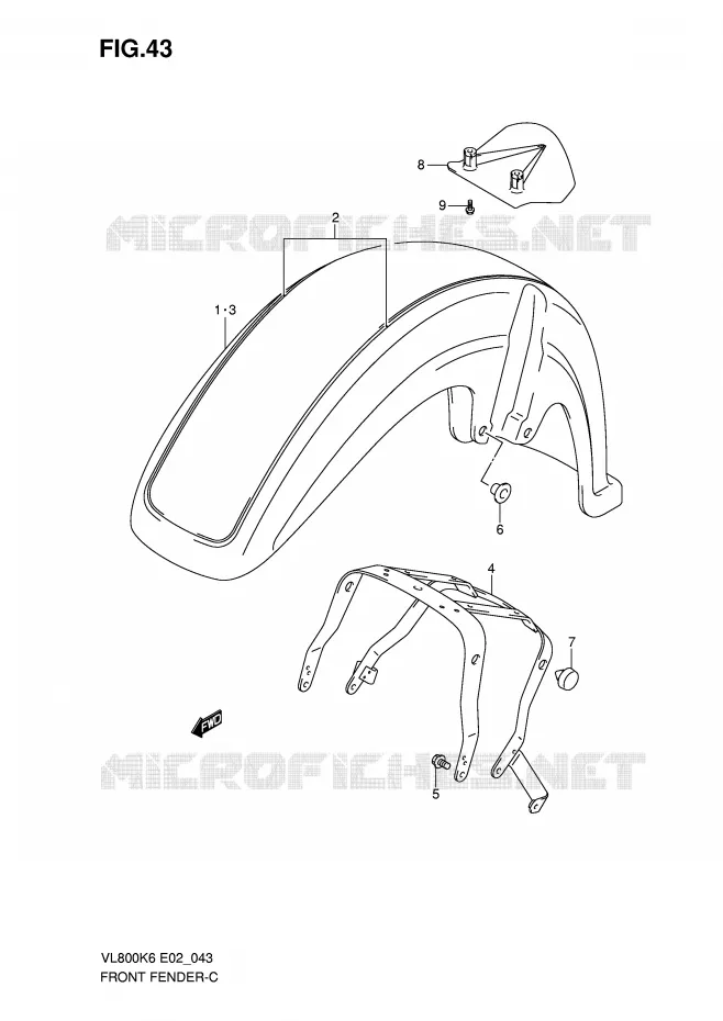 GARDE BOUE AVANT (MODEL K6/K7) Suzuki MOTO 800 VOLUSIA 2009  VL800K9(E2)