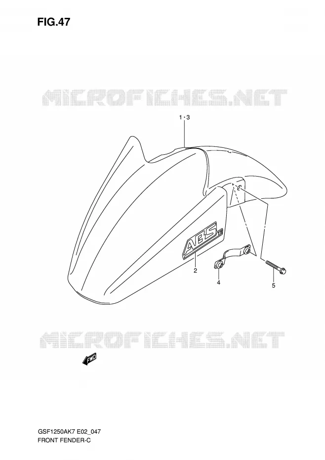 GARDE BOUE AVANT (MODEL K7/K8) Suzuki MOTO 1250 BANDIT-N 2007  GSF1250K7(E2)
