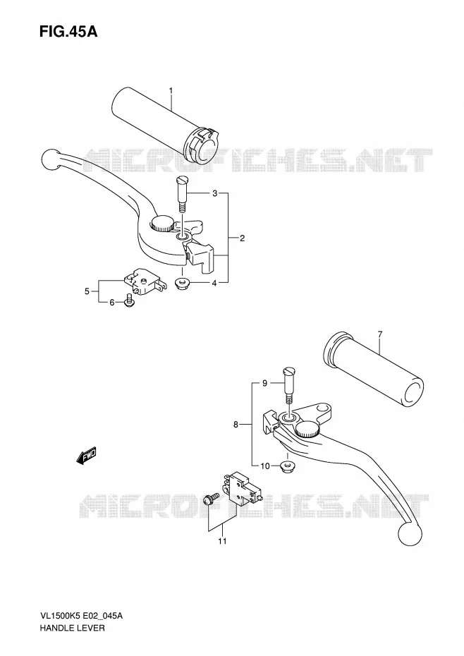 LEVIERS - POIGNEES (MODEL K7/K8/K9) Suzuki MOTO 1500 INTRUDER 2006  VL1500K6(E2)