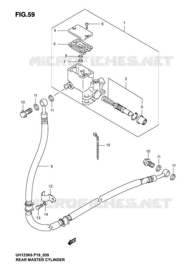 MAITRE CYLINDRE ARRIERE (MODELE K2, K3) Suzuki SCOOTER 125 BURGMAN 2006  UH125K6(P2)