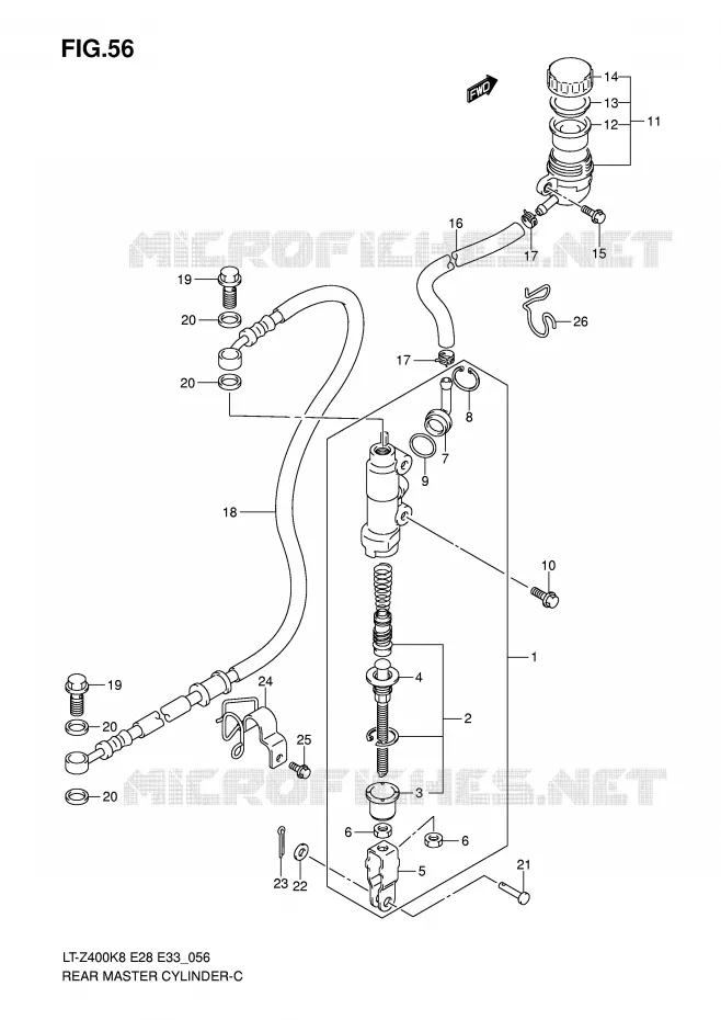 MAITRE CYLINDRE ARRIERE Suzuki QUAD 400 QUADSPORT 2008  LT-Z400K8(E28/E33)