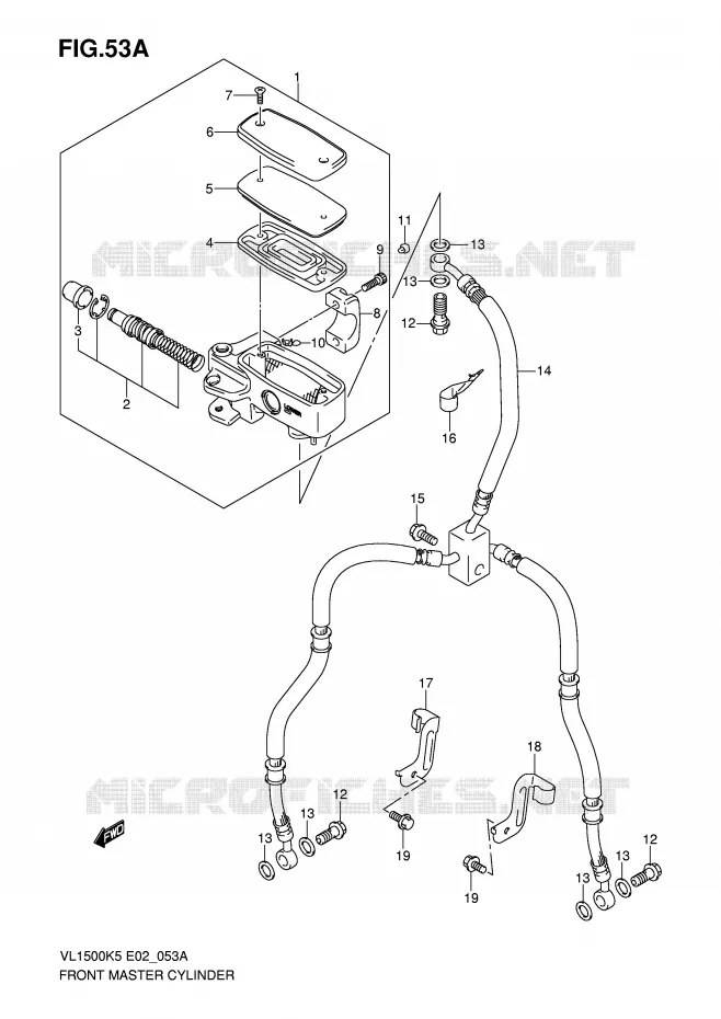 MAITRE CYLINDRE AVANT (MODEL K7/K8/K9) Suzuki MOTO 1500 INTRUDER 2005  VL1500K5(E2)
