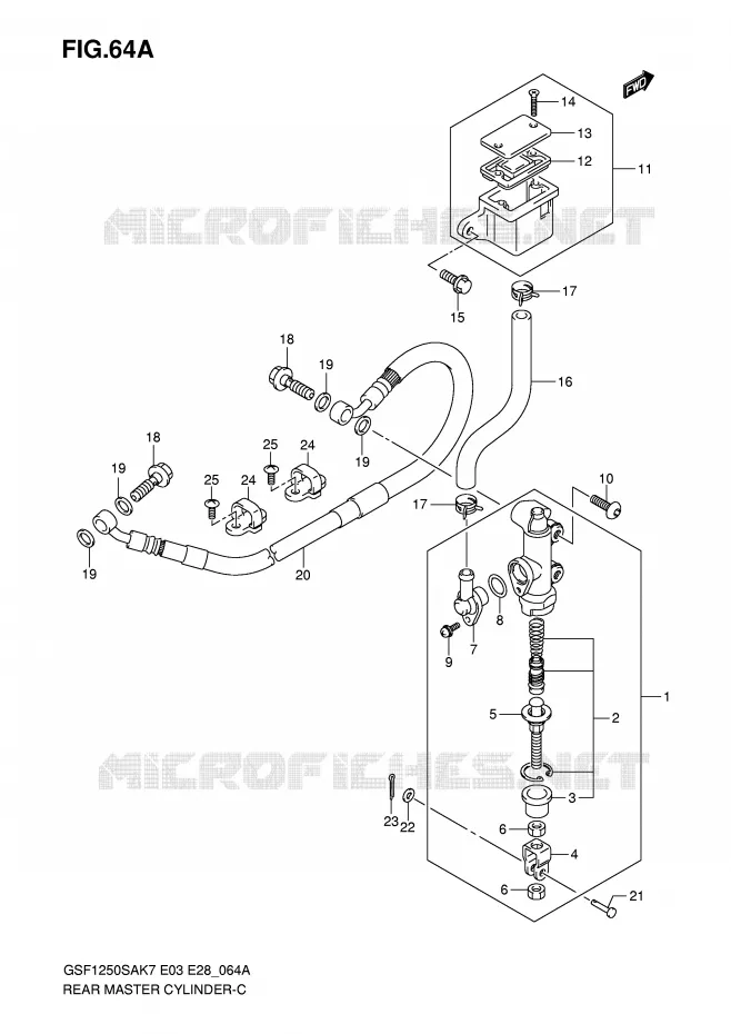 MAITRE CYLINDRE DE FREIN ARRIERE (GSF1250SK7/SK8/SK9) Suzuki MOTO 1250 BANDIT-S 2007  GSF1250SK7(E3/E28)
