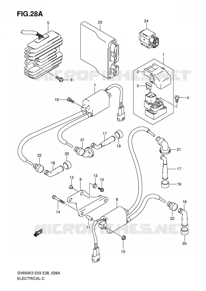 PARTIE ELECTRIQUE (MODEL K7) Suzuki MOTO 650 SV 2005  SV650K5/SK5(E3/E28)