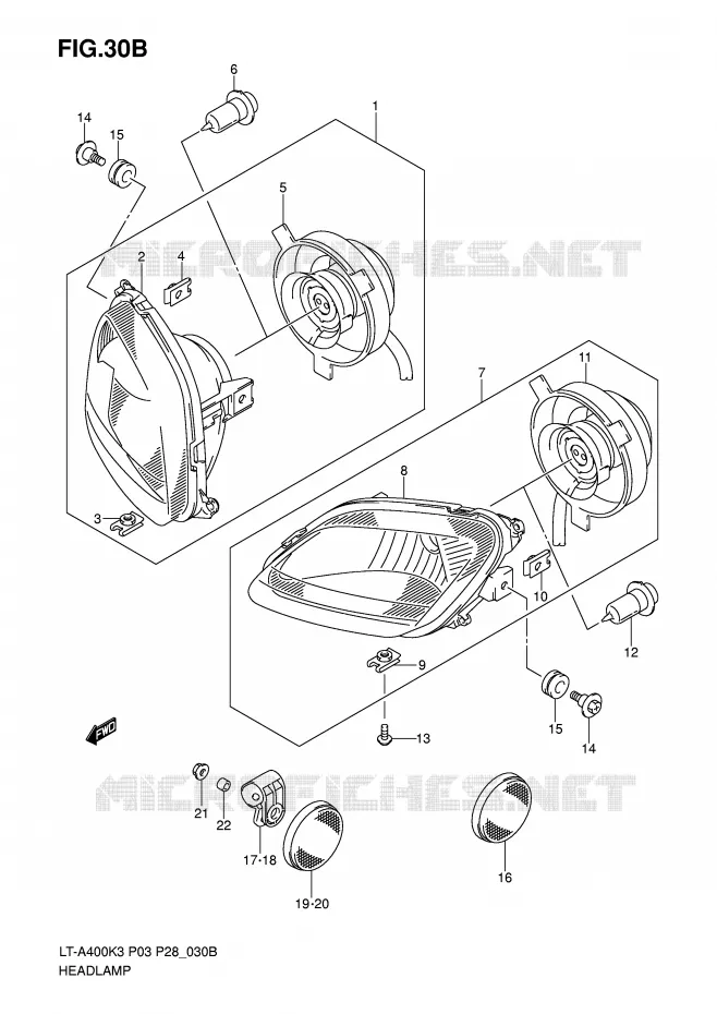 PHARE (MODEL K6/K7) Suzuki QUAD 400 EIGER 2004  LT-A400K4(P3/P28)
