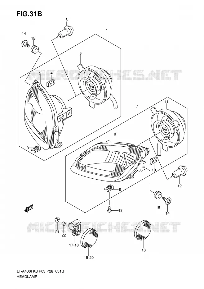 PHARE (MODEL K6/K7) Suzuki QUAD 400 EIGER 2007  LT-A400FK7(P3/P28)