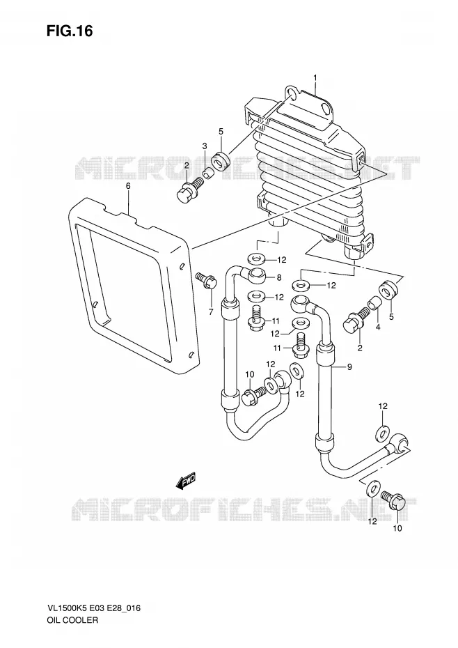 RADIATEUR D'HUILE Suzuki MOTO 1500 BOULEVARD 2005  VL1500K5(E3/E28)