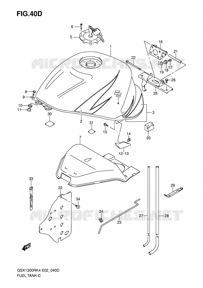 RESERVOIR D'ESSENCE (MODEL K7 FOR CZZ) Suzuki MOTO 1300 HAYABUSA 2005  GSX1300RU2K5(E2)