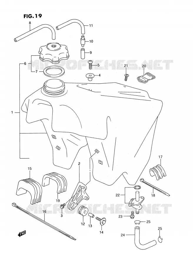 RESERVOIR D'ESSENCE (MODELE P/R) Suzuki MOTO 250 RM 1993  RM250P(E2)