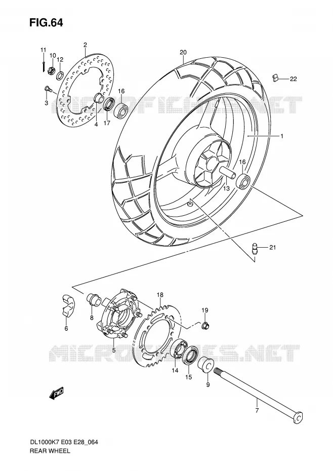 ROUE ARRIERE Suzuki MOTO 1000 V-STROM 2010  DL1000L0(E3/E28)