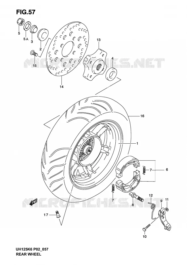 ROUE ARRIERE Suzuki SCOOTER 125 BURGMAN 2004  UH125K4(P2)