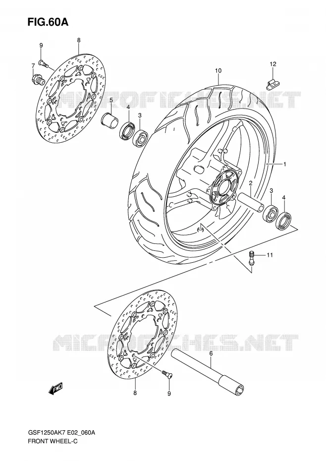 ROUE AVANT (GSF1250K7/SK7/K8/SK8/K9/SK9/SL0) Suzuki MOTO 1250 BANDIT-S 2010  GSF1250SL0(E2)