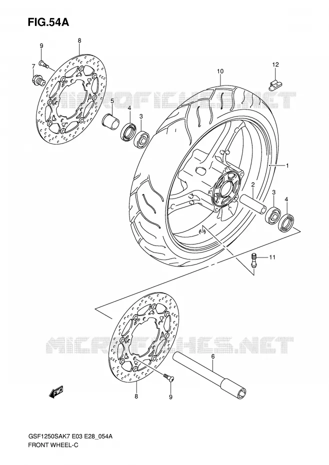 ROUE AVANT (GSF1250SK7/SK8/SK9) Suzuki MOTO 1250 BANDIT-S 2008  GSF1250SAK8(E3/E28)