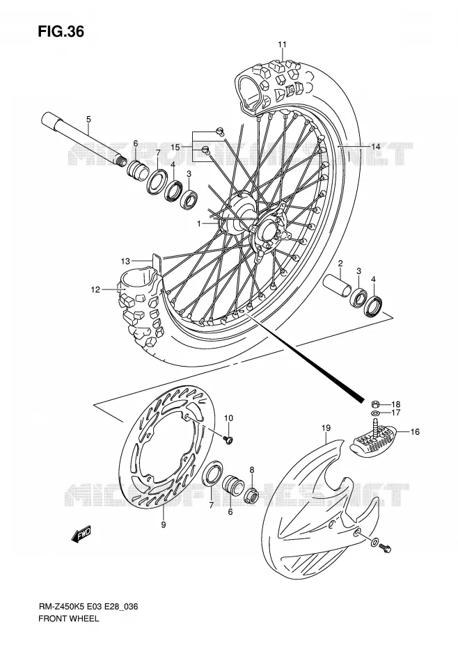 ROUE AVANT Suzuki MOTO 450 RM-Z 2007  RM-Z450ZK7(E3/E28)
