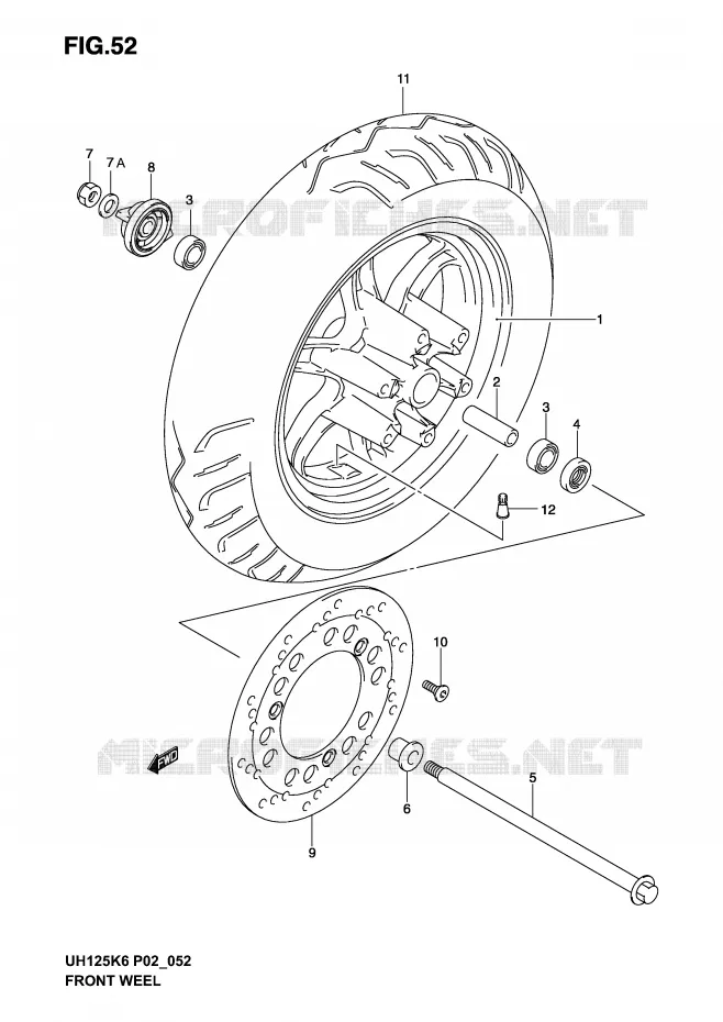 ROUE AVANT Suzuki SCOOTER 125 BURGMAN 2005  UH125K5(P2)
