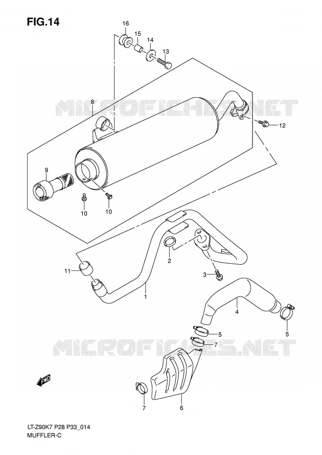 SILENCIEUX Suzuki QUAD 90 QUADSPORT 2010  LT-Z90ZL0(P28/P33)