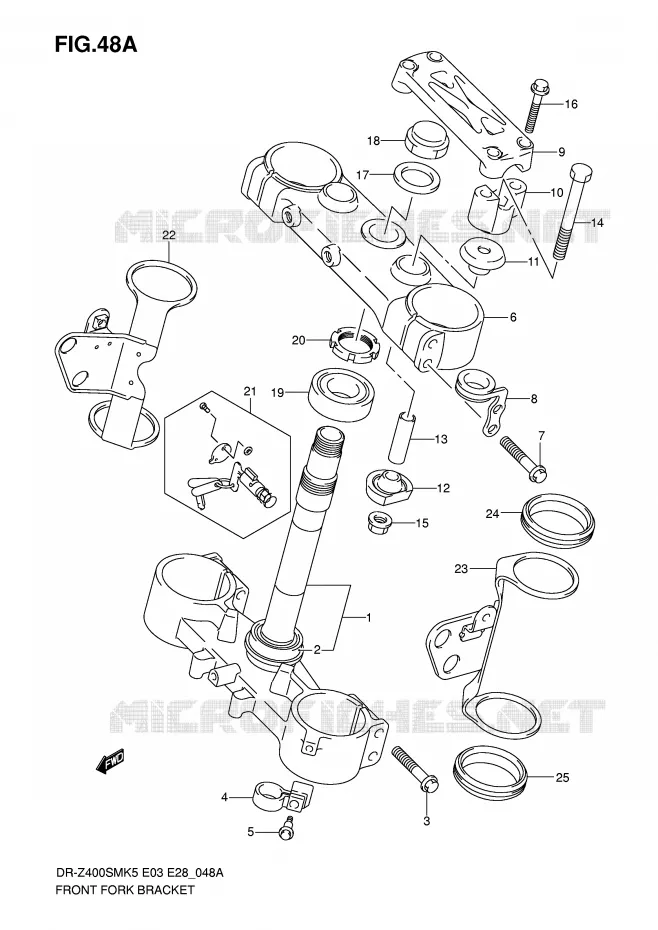TE DE FOURCHE (MODEL K7/K8/K9) Suzuki MOTO 400 DR-Z 2007  DR-Z400SMK7(E3/E28)