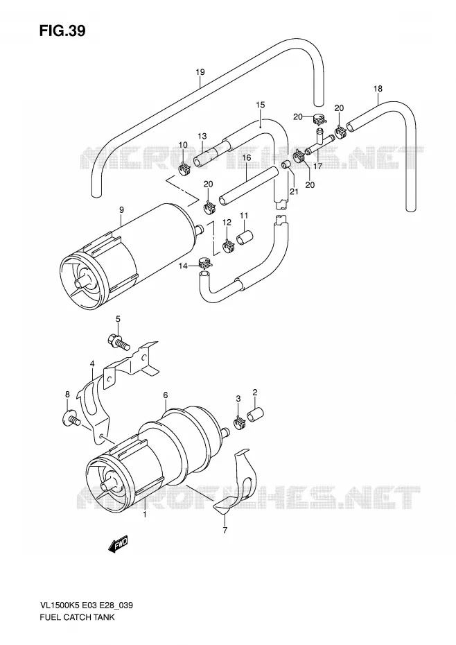 TROP PLEIN RESERVOIR D'ESSENCE Suzuki MOTO 1500 BOULEVARD 2007  VL1500TK7(E3/E28)