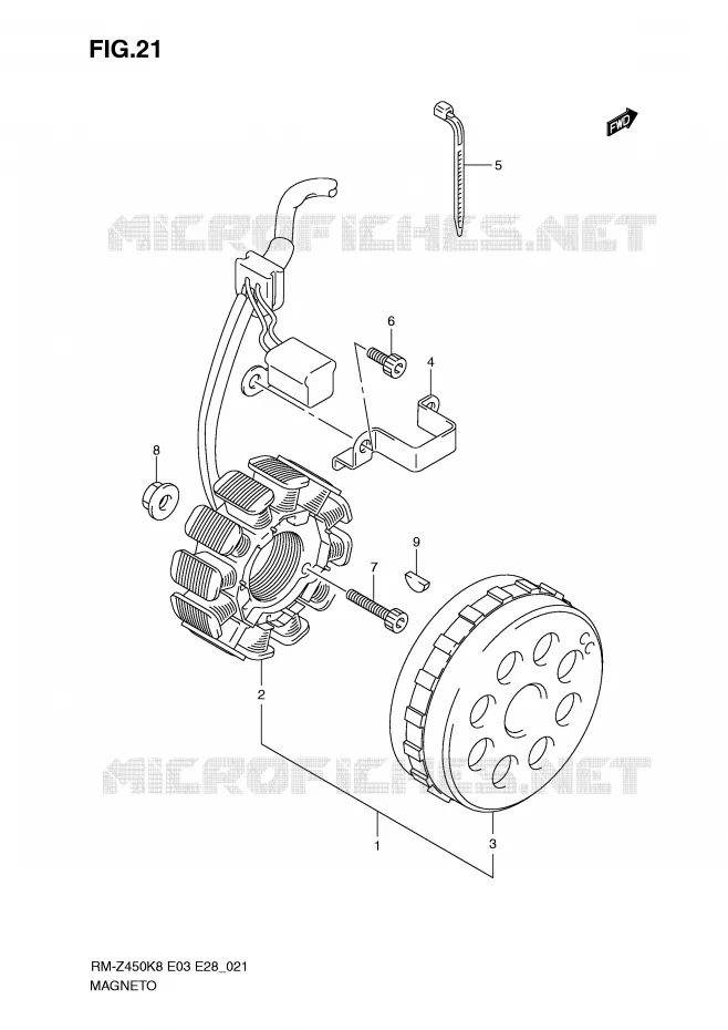 ALLUMAGE ROTOR - STATOR (RM-Z450K8/K9) Suzuki MOTO 450 RM-Z 2009  RM-Z450K9(E3/E28)