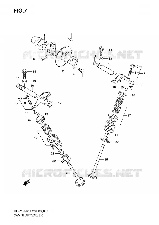ARBRE A CAMES - SOUPAPES Suzuki MOTO 125 DR-Z 2008  DR-Z125LK8(E28/E33)
