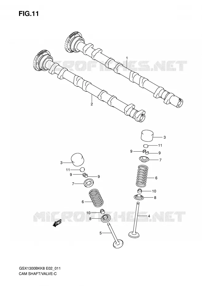ARBRE A CAMES - SOUPAPES Suzuki MOTO 1300 B-KING 2009  GSX1300BKAUFK9(E2)