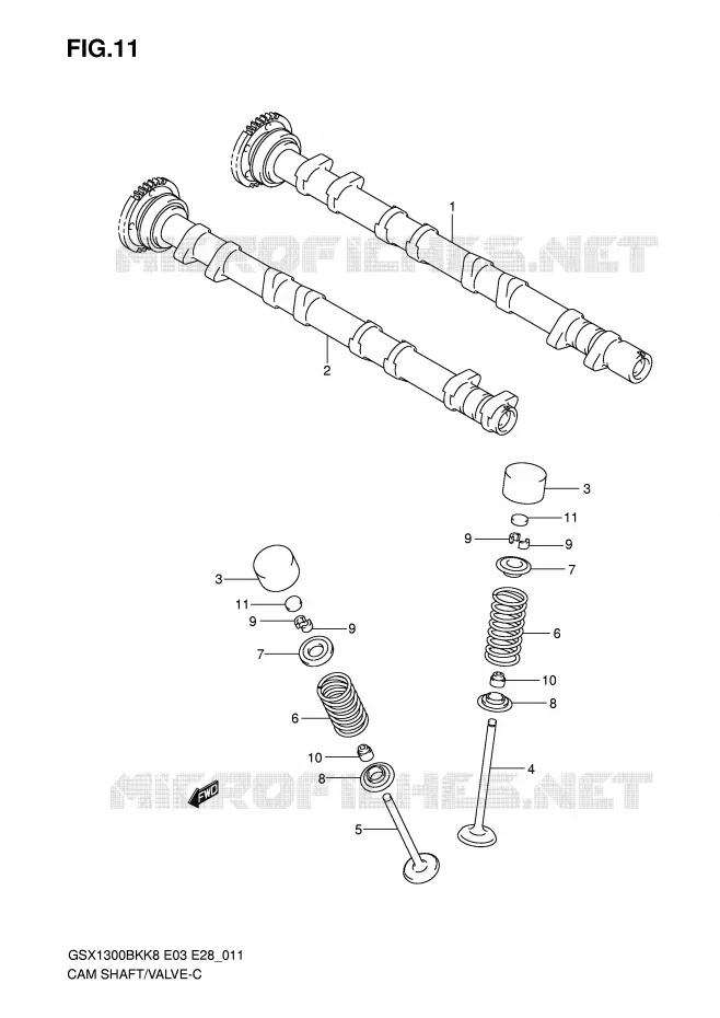 ARBRE A CAMES - SOUPAPES Suzuki MOTO 1300 B-KING 2009  GSX1300BKK9(E3/E28)