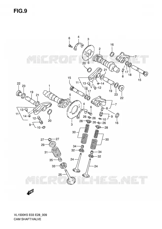 ARBRE A CAMES - SOUPAPES Suzuki MOTO 1500 BOULEVARD 2008  VL1500K8(E3/E28)