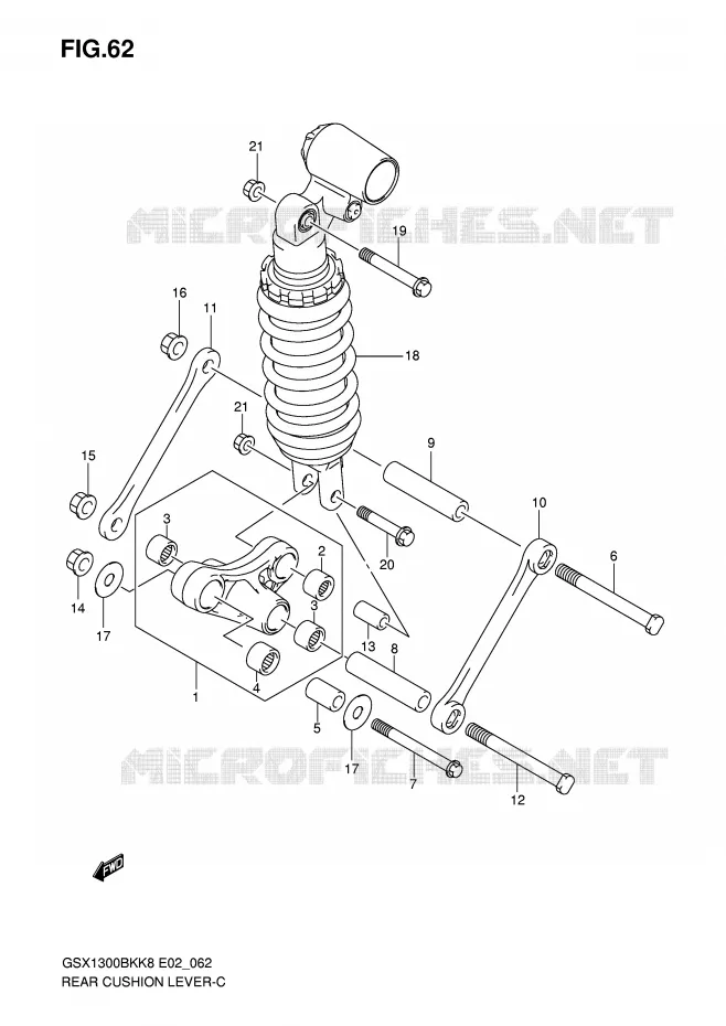 BIELLETTE DE SUSPENSION ARRIERE Suzuki MOTO 1300 B-KING 2009  GSX1300BKK9(E2)