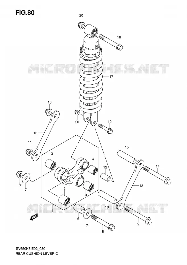 BIELLETTE DE SUSPENSION ARRIERE Suzuki MOTO 650 SV 2009  SV650SAK9(E2)