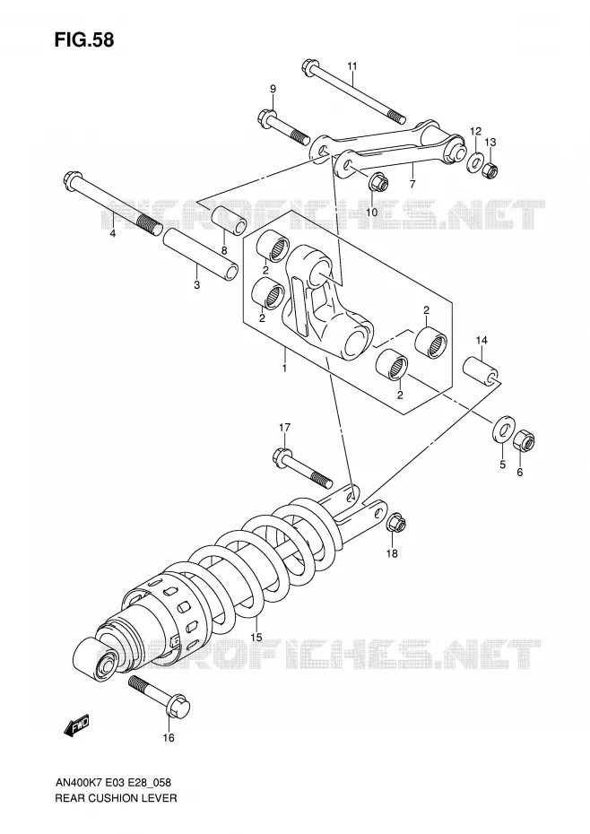 BIELLETTE DE SUSPENSION ARRIERE Suzuki SCOOTER 400 BURGMAN 2010  AN400L0(E3/E28)