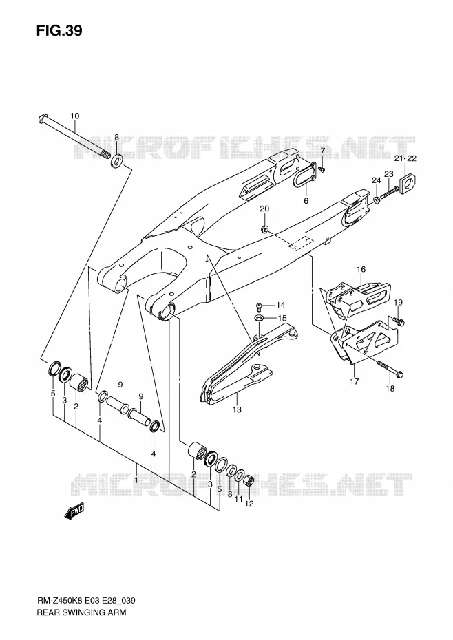 BRAS OSCILLANT (RM-Z450K8/K9) Suzuki MOTO 450 RM-Z 2009  RM-Z450K9(E3/E28)
