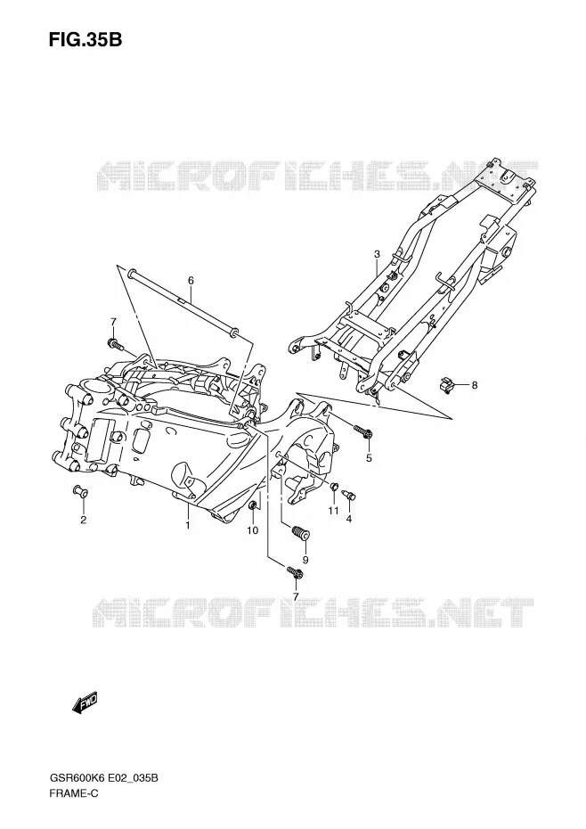 CADRE (MODEL K8/K9) Suzuki MOTO 600 GSR 2007  GSR600AK7(E2)