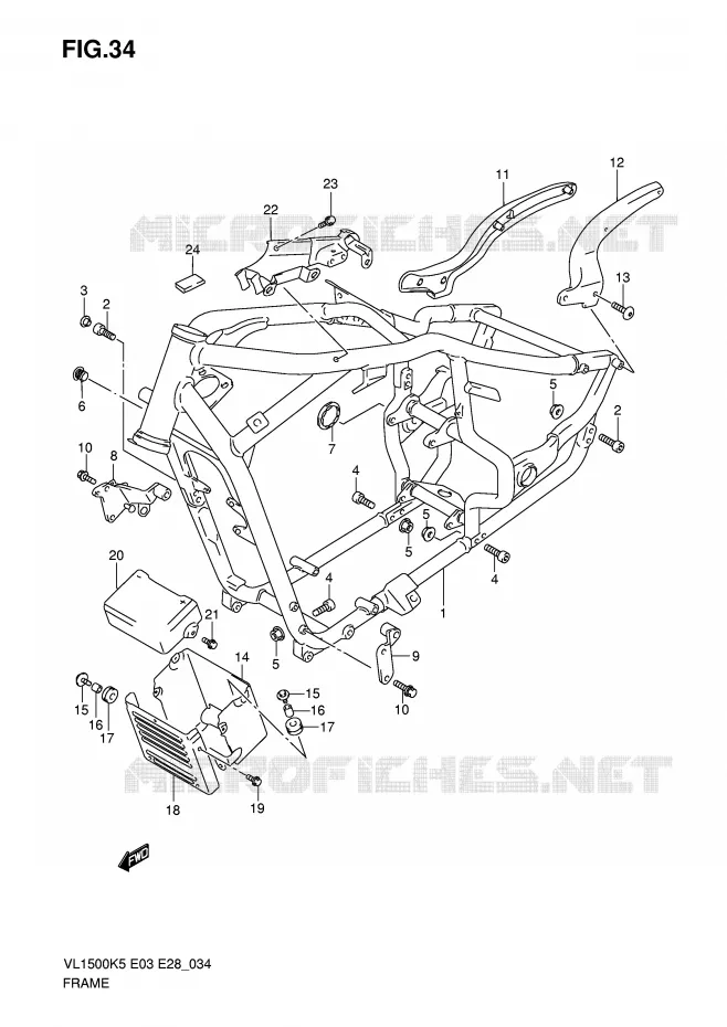 CADRE Suzuki MOTO 1500 BOULEVARD 2005  VL1500K5(E3/E28)