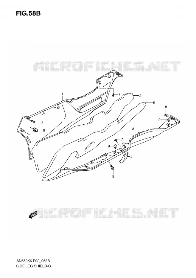 CARENAGES INFERIEURS (MODEL K8) Suzuki SCOOTER 650 BURGMAN 2006  AN650K6(E2)