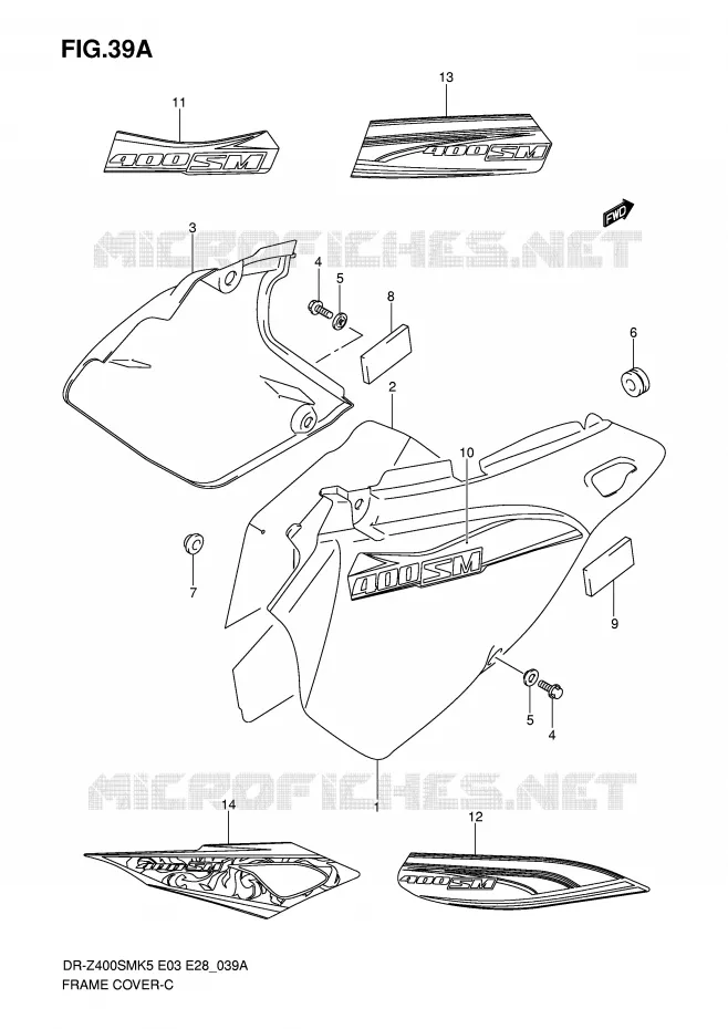 CARENAGES (MODEL K7/K8) Suzuki MOTO 400 DR-Z 2008  DR-Z400SMK8(E3/E28)