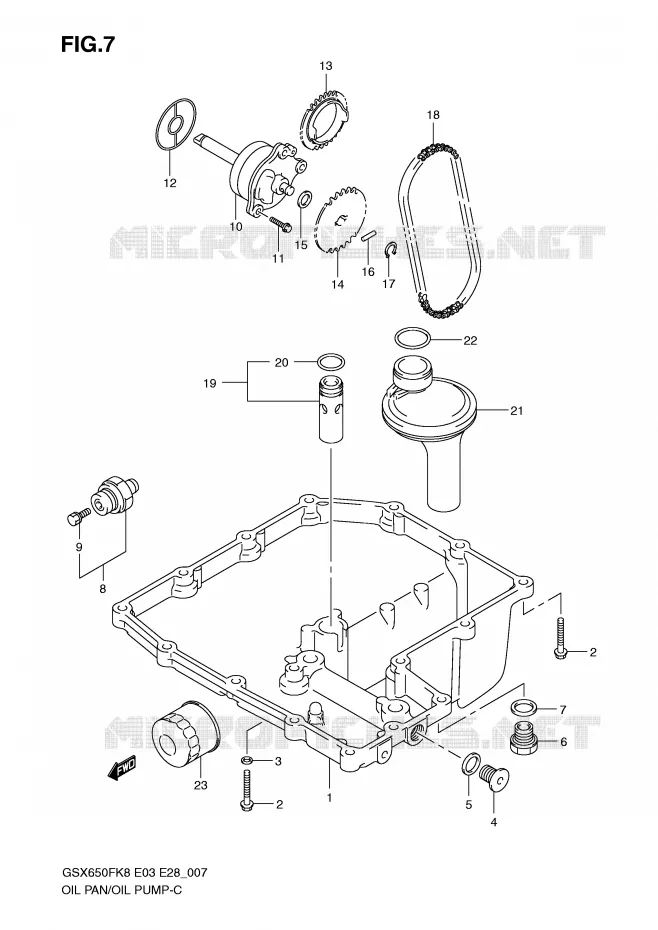 CARTER INFERIEUR - POMPE A HUILE Suzuki MOTO 650 GSX-F 2008  GSX650FK8(E3/E28)