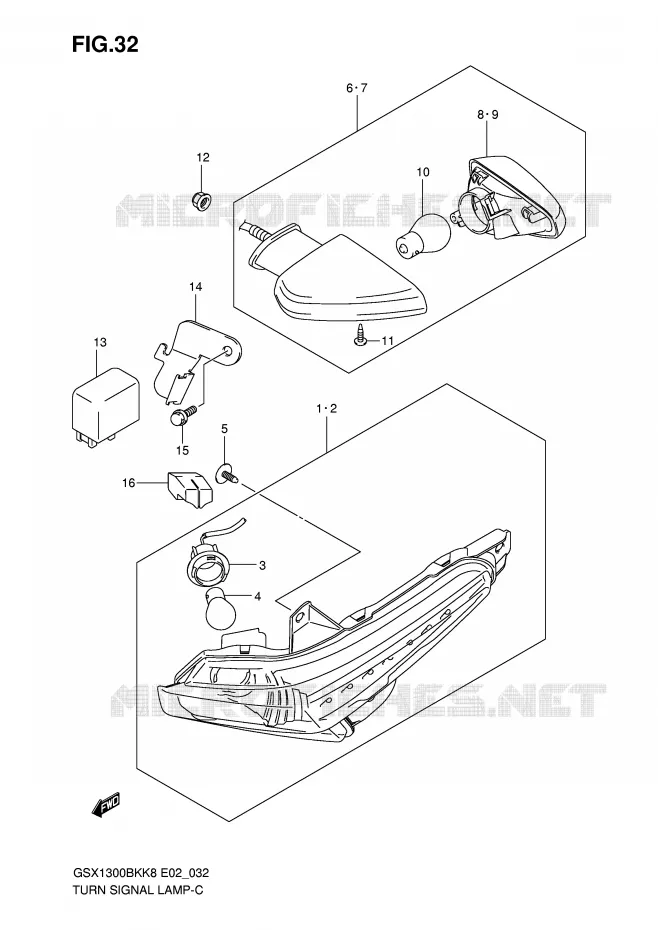 CLIGNOTANTS Suzuki MOTO 1300 B-KING 2010  GSX1300BKAU2K8(E2)