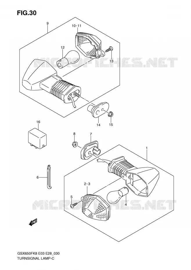 CLIGNOTANTS Suzuki MOTO 650 GSX-F 2009  GSX650FK9(E3/E28)