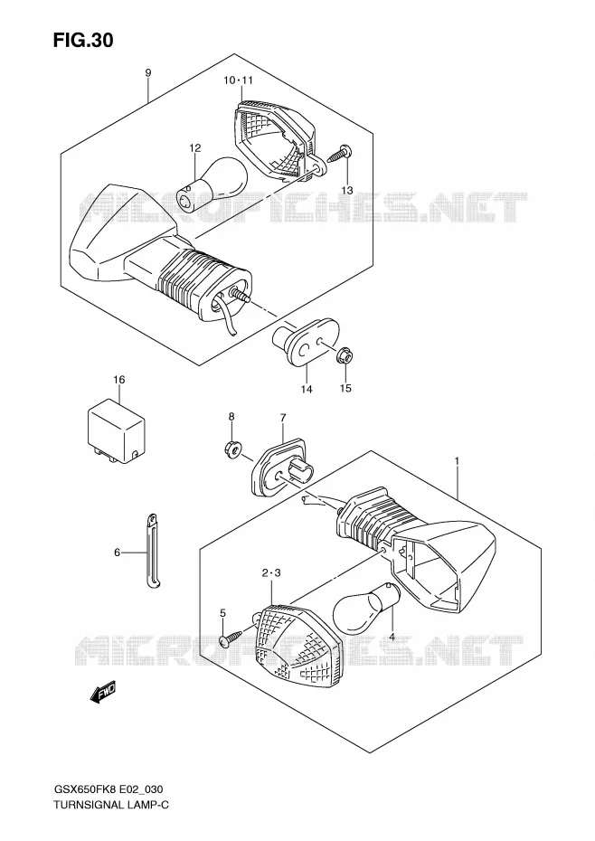 CLIGNOTANTS Suzuki MOTO 650 GSX-F 2010  GSX650FAL0(E2)