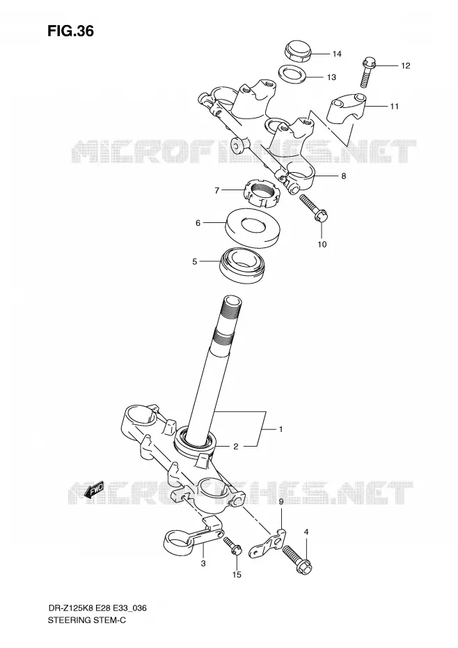 COLONNE DE DIRECTION (E28) Suzuki MOTO 125 DR-Z 2008  DR-Z125K8(E28/E33)
